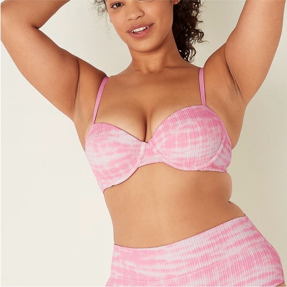 PINK Victoria's Secret Pink Tie-Dye Ribbed Underwire Bikini Top